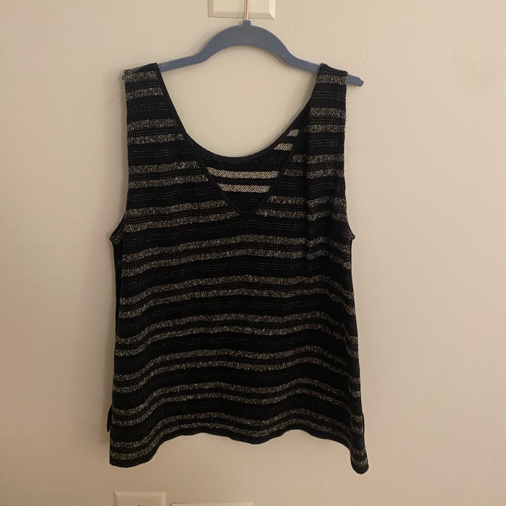 Madewell textured black and white striped blouse